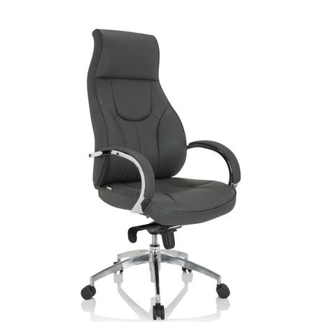 Grauer Profi-Chefsessel ELEGANCE I mit glänzenden Chrom-Armlehnen und Sternfuß von hjh OFFICE