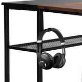 Cuffie sul ripiano della Scrivania WORKSPACE H I in nero-marrone di hjh OFFICE