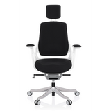 Sedia da ufficio professionale SPEKTRE nera con poggiatesta e base a cinque ruote di hjh OFFICE – vista a 360° (vista frontale 0°)