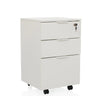 Cassettiera con rotelle DAVIK bianca in legno con tre cassetti e una serratura di hjh OFFICE