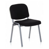 Sedia a quattro gambe XT 600 S con rivestimento nero e struttura argentata di hjh OFFICE