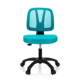 Sedia girevole per bambini KID YU 200 turchese con schienale in rete e base a cinque ruote di hjh OFFICE – vista a 360° (vista frontale 0°)