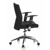 Sedia da ufficio professionale LAGUNA PRO nera con braccioli e base a cinque ruote di hjh OFFICE – vista a 360° (profilo laterale 100°)