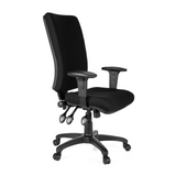 Sedia da ufficio professionale ZENIT HIGH nera con braccioli e base a cinque ruote di hjh OFFICE – vista a 360° (vista frontale a tre quarti 60°)