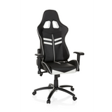 Sedia da gaming LEAGUE PRO bianca e nera con poggiatesta e base a cinque ruote di hjh OFFICE – vista a 360° (vista frontale 20°)