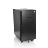 Cassettiera con rotelle COLOR I nera in metallo con tre cassetti e quattro ruote di hjh OFFICE – vista a 360° (vista frontale 20°)