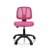 Sedia girevole per bambini KID YU 200 rosa con schienale in rete e base nera a cinque ruote di hjh OFFICE – vista a 360° (vista frontale 0°)