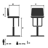 Disegno tecnico dello Sgabello da bar SCANDI HIGH con un'altezza di 73 cm di hjh LIVING