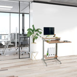 Scrivania in piedi WORKSTATION in faggio e grigio con due ripiani e ruote di hjh OFFICE