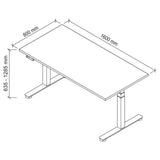 Technische Zeichnung des Schreibtischs XDSM 16 S mit 1600 × 800 mm von hjh OFFICE PRO