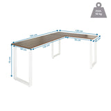 Disegno dimensionale della Scrivania ad angolo WORKSPACE BASIC I in noce e bianco, 165 x 120 cm, di hjh OFFICE