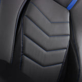 Ecopelle grigia con cuciture decorative blu e motivo trapuntato della Sedia da gaming GAMEBREAKER POLARYS I di hjh OFFICE
