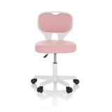 Sedia girevole per bambini KIDDY TOP W rosa con struttura bianca e base a cinque ruote di hjh OFFICE – vista a 360° (vista frontale 0°)