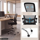 Sedia da banco VENDO WORK in nero con dettagli dello schienale e delle ruote di hjh OFFICE (immagine generata dall’IA)