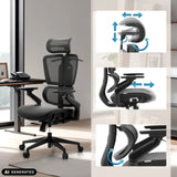 Poggiatesta e braccioli regolabili della sedia da ufficio professionale Ergo U2 Pro3 di hjh OFFICE (immagine generata dall’IA)