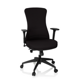 Sedia da ufficio professionale OFFICE XT PRO nera con braccioli e base a cinque ruote di hjh OFFICE – vista a 360° (vista frontale 20°)