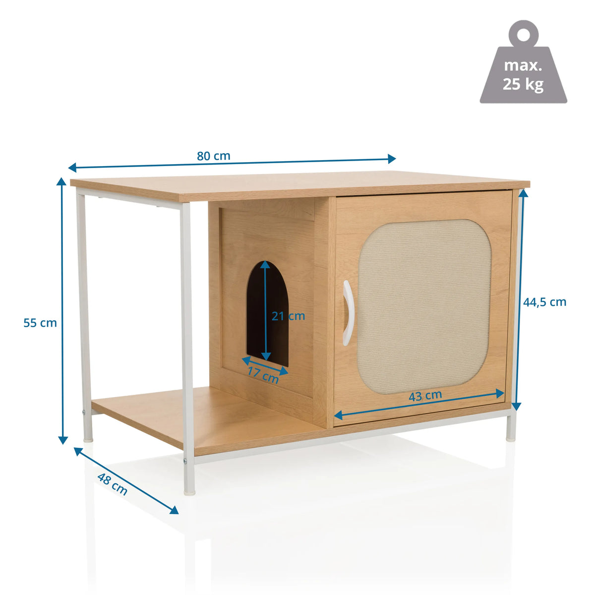 Disegno tecnico della Cuccia per gatto KITTYHOME 1 in faggio di 80 × 48 cm di hjh LIVING