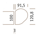 Disegno dimensionale della piastra di estensione LA92 C con misure di 100, 91,5 e 120,8 di hjh OFFICE PRO