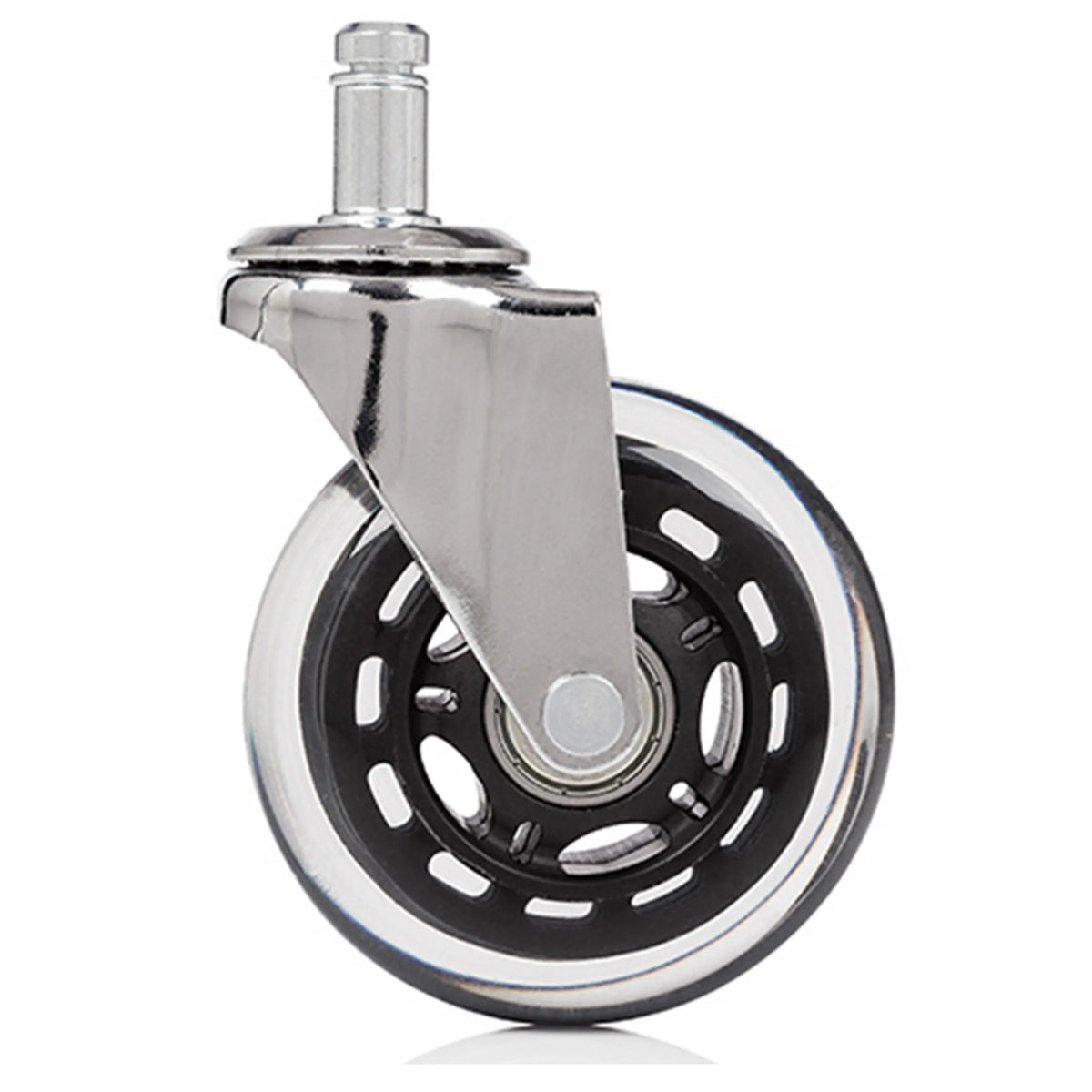 Rotelle per sedia 5x ROLO SKATE CT 11mm/75mm argentate per pavimenti duri con ruota trasparente di hjh OFFICE