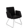 Sedia imbottita nera DESIGNIA V con struttura a slitta in metallo lucido di hjh OFFICE