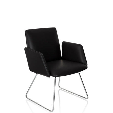 Sedia imbottita nera DESIGNIA V con struttura a slitta in metallo lucido di hjh OFFICE