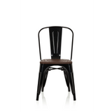 Sedia bistro nera VANTAGGIO COMFORT W con seduta in legno marrone di hjh OFFICE – vista a 360° (vista frontale 0°)