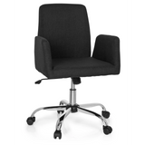 Sedia Home Office FLOW nera con braccioli e base cromata a cinque ruote di hjh OFFICE – vista a 360° (vista frontale 20°)