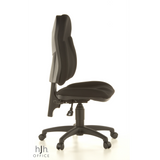 Schwarzer Homeoffice-Bürostuhl WELLPOINT 10 mit Fußkreuz und fünf Rollen von Topstar – 360-Grad-Ansicht (Seitenprofil 80°)