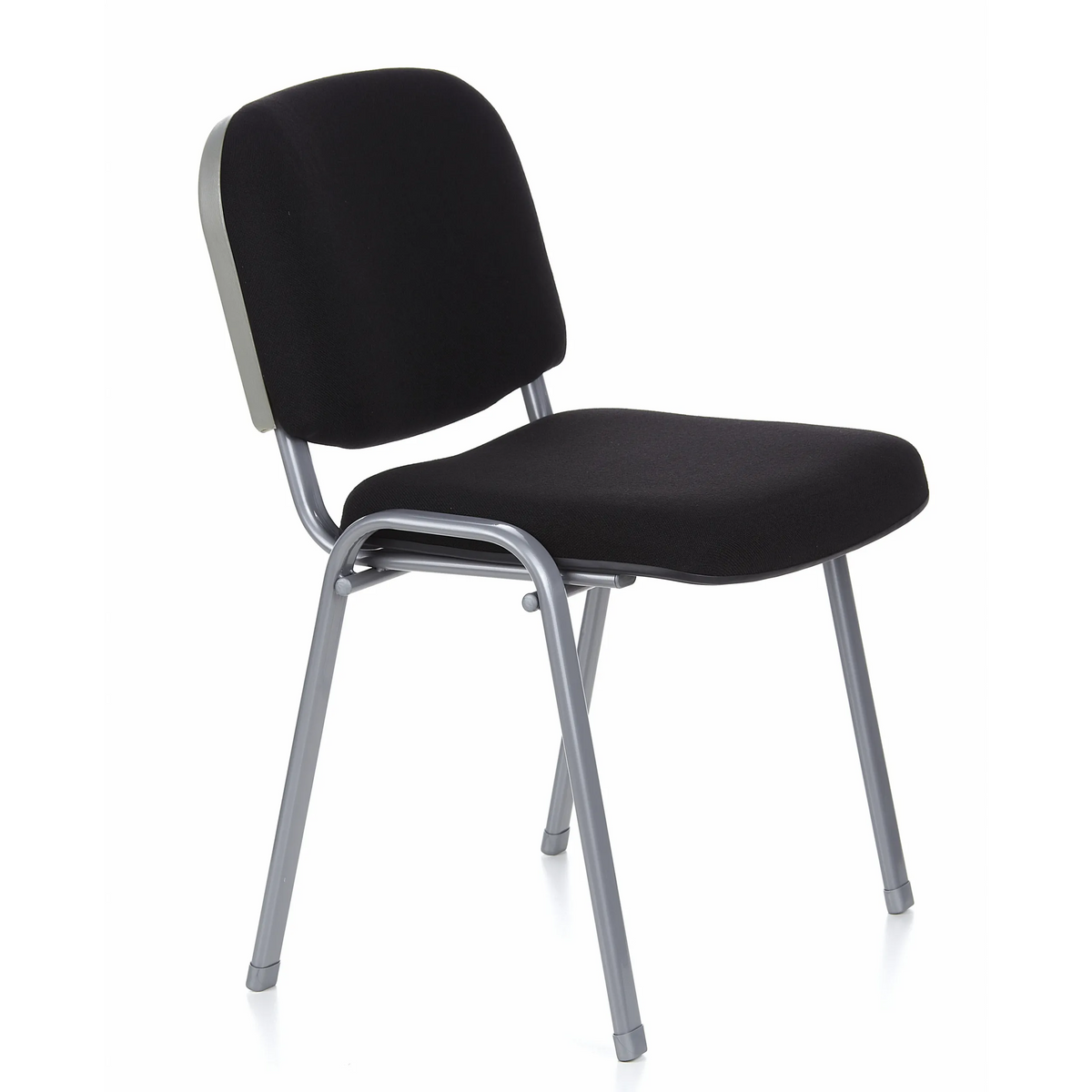 Sedia a quattro gambe XT 600 S nera con struttura argentata di hjh OFFICE – vista a 360° (vista frontale a tre quarti 60°)