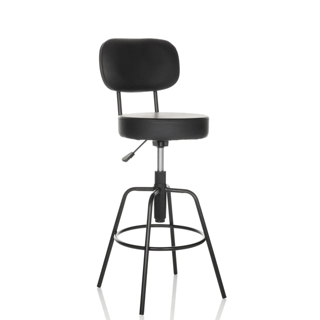 Sgabello da bar DISC HIGH nero con schienale e poggiapiedi di hjh OFFICE
