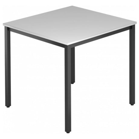 Tavolo quadrato DORAN DQ08 D con piano grigio e struttura in tubolare quadrato nero di hjh OFFICE PRO