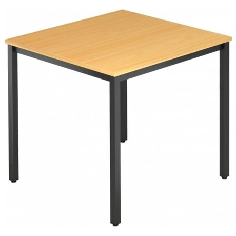 Tavolo quadrato DORAN DQ08 D con piano color faggio e struttura in tubolare quadrato nero di hjh OFFICE PRO