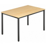 Scrivania DORAN DQ12 D con superficie in acero chiaro e struttura in tubolare quadrato nero di hjh OFFICE PRO