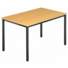 Scrivania DORAN DQ12 D con piano color faggio e struttura in tubolare quadrato nero di hjh OFFICE PRO
