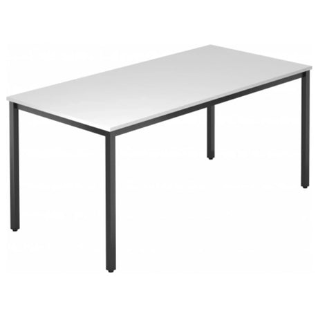 Scrivania DORAN DQ16 D con piano bianco e struttura nera di hjh OFFICE PRO