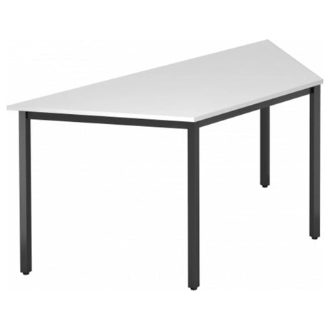 Scrivania DORAN DQTR D con piano bianco e struttura in tubolare quadrato nero di hjh OFFICE PRO