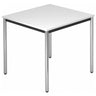 Tavolo quadrato DORAN DR08 C con piano bianco e gambe in tubo tondo cromato di hjh OFFICE PRO