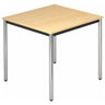 Tavolo quadrato DORAN DR08 C con piano in legno d'acero e gambe tubolari rotonde cromate di hjh OFFICE PRO