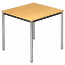 Tavolo quadrato DORAN DR08 C con piano color faggio e gambe tubolari cromate di hjh OFFICE PRO