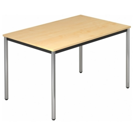 Scrivania DORAN DR12 C con superficie in acero chiaro e gambe tubolari tonde cromate di hjh OFFICE PRO
