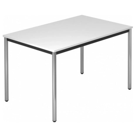 Tavolo bianco DORAN DR12 C con gambe in tubo tondo cromato di hjh OFFICE PRO