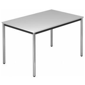 Tavolo da lavoro rettangolare DORAN DR12 C con piano grigio e gambe tubolari cromate di hjh OFFICE PRO