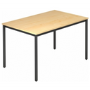Scrivania DORAN DR12 D con superficie in acero chiaro e gambe tubolari tonde nere di hjh OFFICE PRO