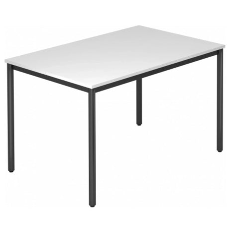 Scrivania DORAN DR12 D con piano bianco e struttura tubolare nera di hjh OFFICE PRO