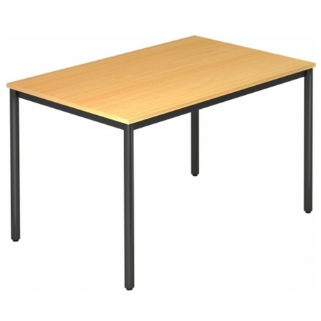 Scrivania DORAN DR12 D con piano color faggio e struttura tubolare nera di hjh OFFICE PRO