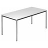 Scrivania DORAN DR16 C con piano bianco e gambe in tubo tondo cromato di hjh OFFICE PRO