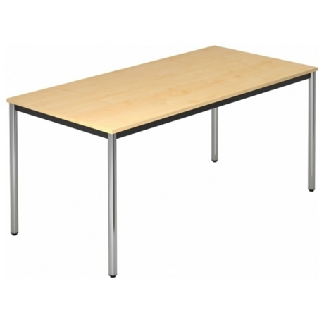 Scrivania DORAN DR16 C con piano in legno d'acero e gambe tubolari cromate di hjh OFFICE PRO