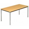 Scrivania DORAN DR16 C con piano color faggio e gambe in tubo tondo cromato di hjh OFFICE PRO