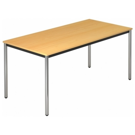Scrivania DORAN DR16 C con piano color faggio e gambe in tubo tondo cromato di hjh OFFICE PRO