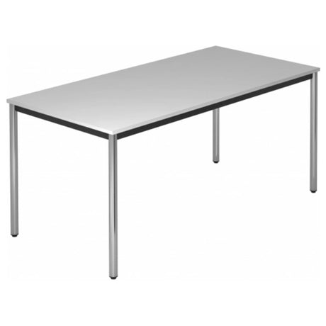 Tavolo rettangolare DORAN DR16 C con piano grigio e gambe in tubolare tondo cromato di hjh OFFICE PRO